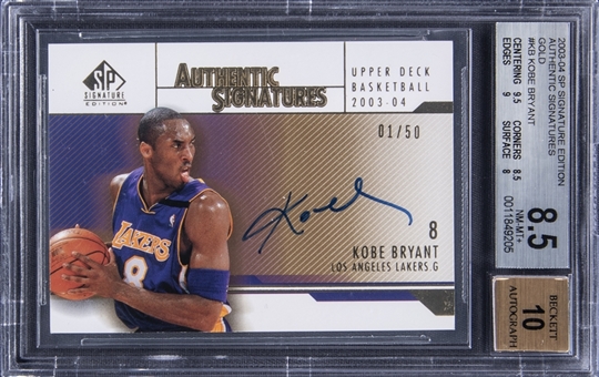 2003-04 SP Signature Edition Authentic Signatures Gold #KB Kobe Bryant Signed Card (#01/50) - BGS NM-MT+ 8.5/BGS 10